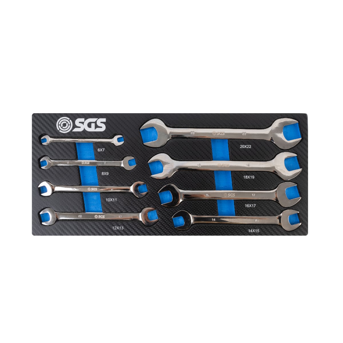 SGS 8pc Metric Open Ended Spanner Set | 6mm-22mm | Foam Insert